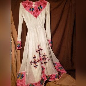 White Pink Hand Made Dress